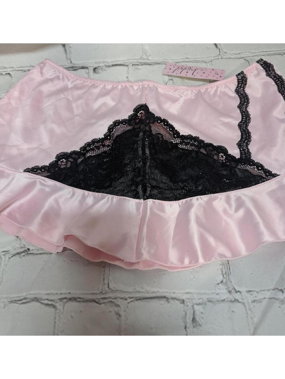 Jezebel promise micro mini lingerie skirt pink blk NWT Small - Picture 6 of 7
